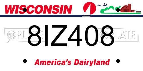 8IZ408 Wisconsin License Plate