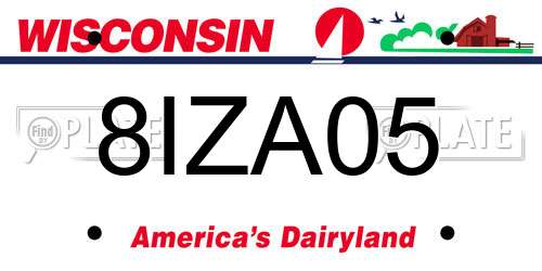 8IZA05 Wisconsin License Plate