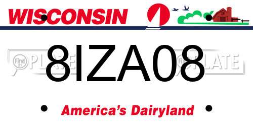 8IZA08 Wisconsin License Plate