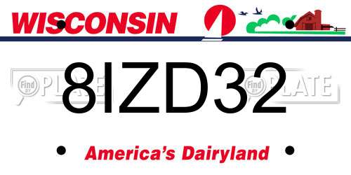 8IZD32 Wisconsin License Plate