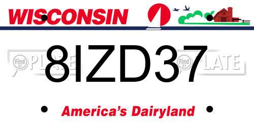 8IZD37 Wisconsin License Plate