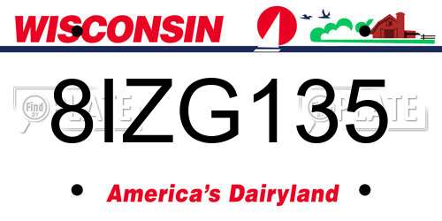 8IZG135 Wisconsin License Plate