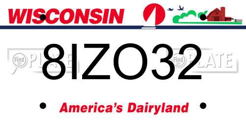 8IZO32 Wisconsin License Plate