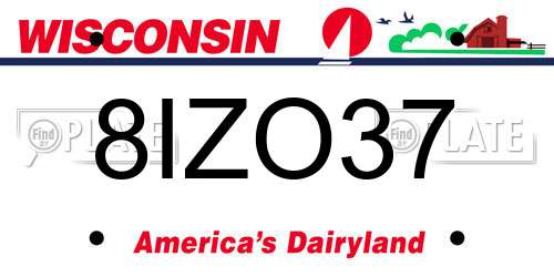 8IZO37 Wisconsin License Plate
