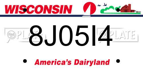 8J05I4 Wisconsin License Plate