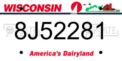 8J52281 Wisconsin License Plate