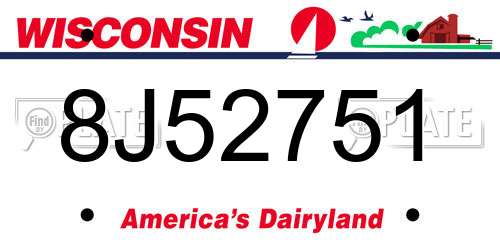 8J52751 Wisconsin License Plate