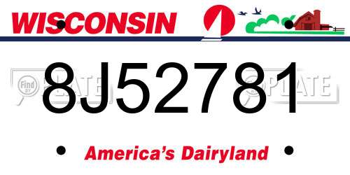 8J52781 Wisconsin License Plate