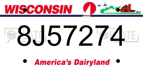 8J57274 Wisconsin License Plate