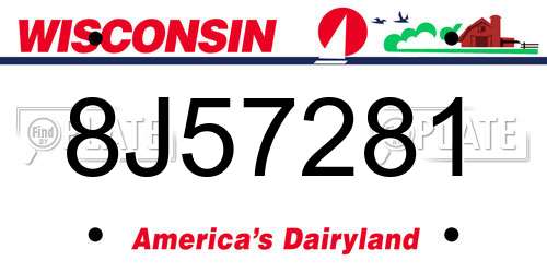 8J57281 Wisconsin License Plate