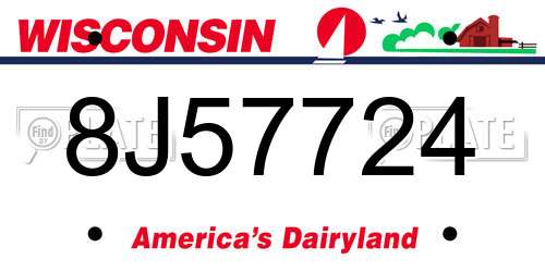 8J57724 Wisconsin License Plate