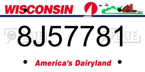 8J57781 Wisconsin License Plate