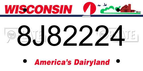 8J82224 Wisconsin License Plate