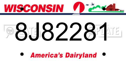 8J82281 Wisconsin License Plate