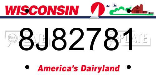 8J82781 Wisconsin License Plate