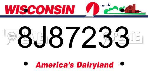 8J87233 Wisconsin License Plate