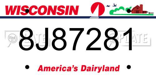 8J87281 Wisconsin License Plate