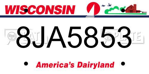 8JA5853 Wisconsin License Plate