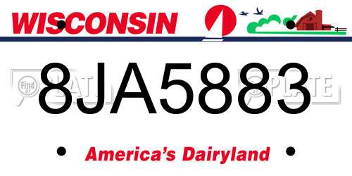 8JA5883 Wisconsin License Plate