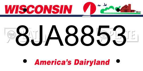 8JA8853 Wisconsin License Plate