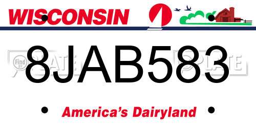8JAB583 Wisconsin License Plate
