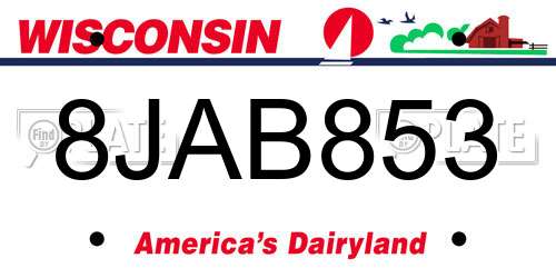 8JAB853 Wisconsin License Plate