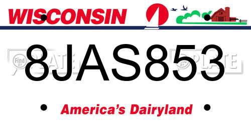 8JAS853 Wisconsin License Plate