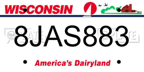 8JAS883 Wisconsin License Plate