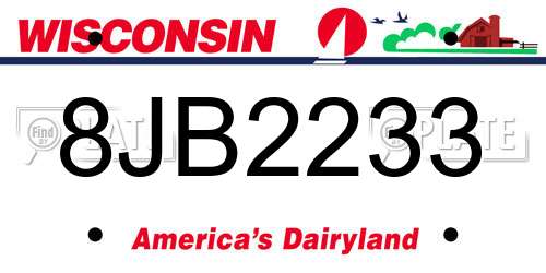 8JB2233 Wisconsin License Plate
