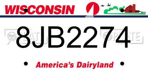8JB2274 Wisconsin License Plate
