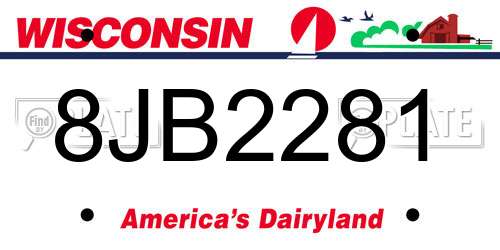 8JB2281 Wisconsin License Plate