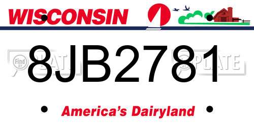8JB2781 Wisconsin License Plate