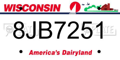 8JB7251 Wisconsin License Plate