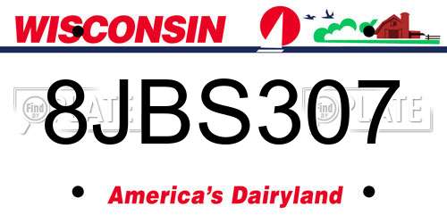 8JBS307 Wisconsin License Plate