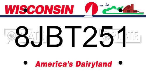 8JBT251 Wisconsin License Plate