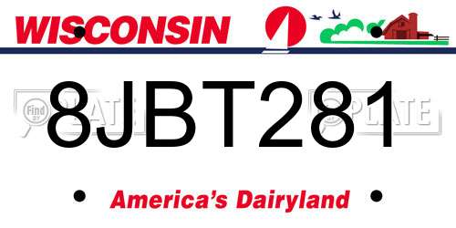 8JBT281 Wisconsin License Plate