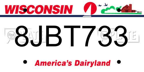 8JBT733 Wisconsin License Plate