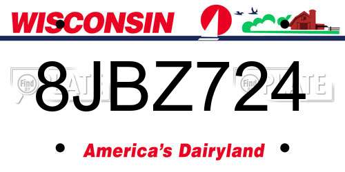 8JBZ724 Wisconsin License Plate