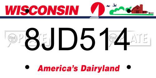 8JD514 Wisconsin License Plate