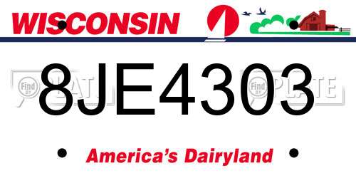 8JE4303 Wisconsin License Plate