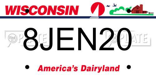 8JEN20 Wisconsin License Plate
