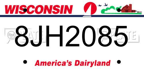 8JH2085 Wisconsin License Plate