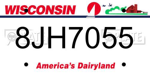8JH7055 Wisconsin License Plate