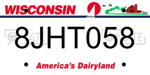 8JHT058 Wisconsin License Plate