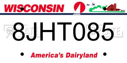 8JHT085 Wisconsin License Plate