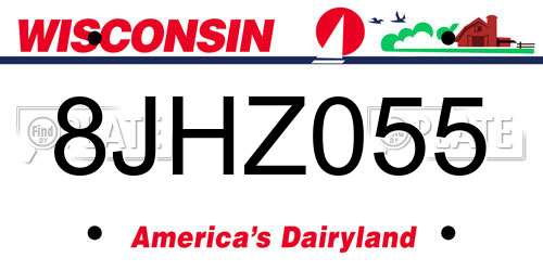 8JHZ055 Wisconsin License Plate