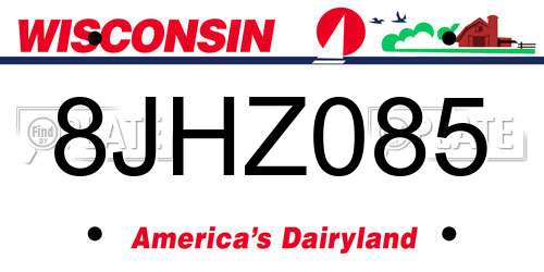 8JHZ085 Wisconsin License Plate