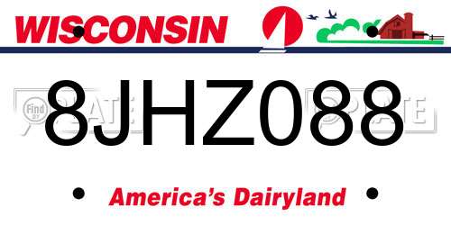 8JHZ088 Wisconsin License Plate