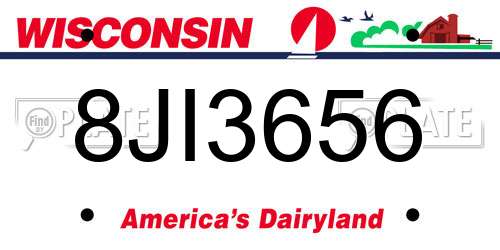 8JI3656 Wisconsin License Plate