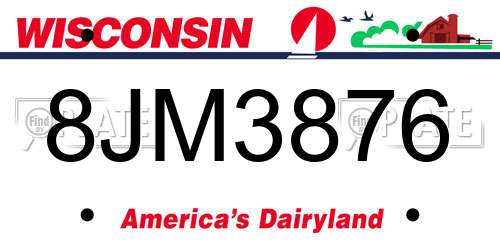 8JM3876 Wisconsin License Plate